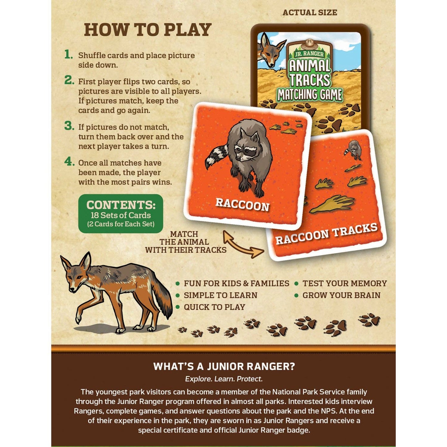 Jr Ranger Animal Tracks Matching Game