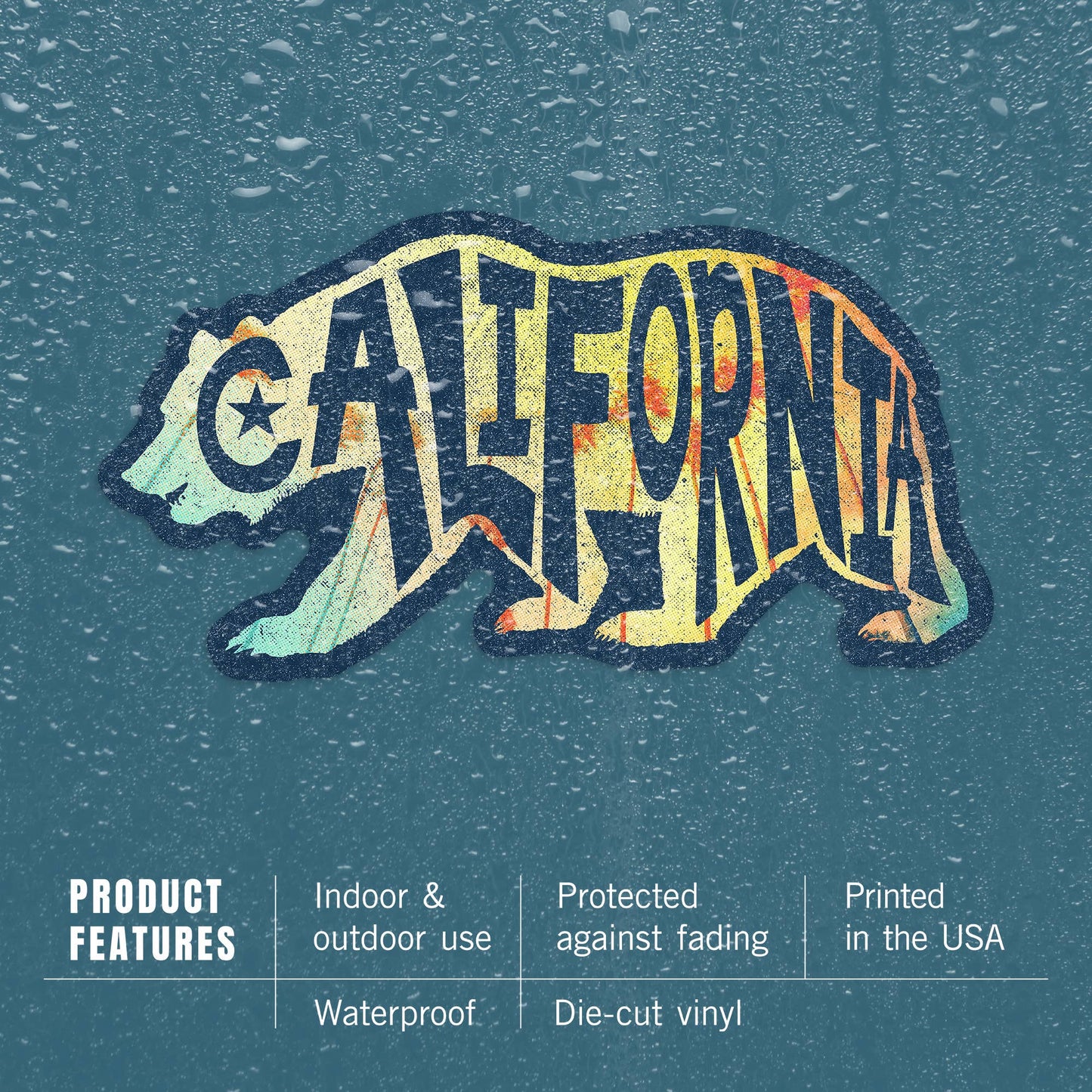 California Bear Silhouette and Typography Vinyl Sticker