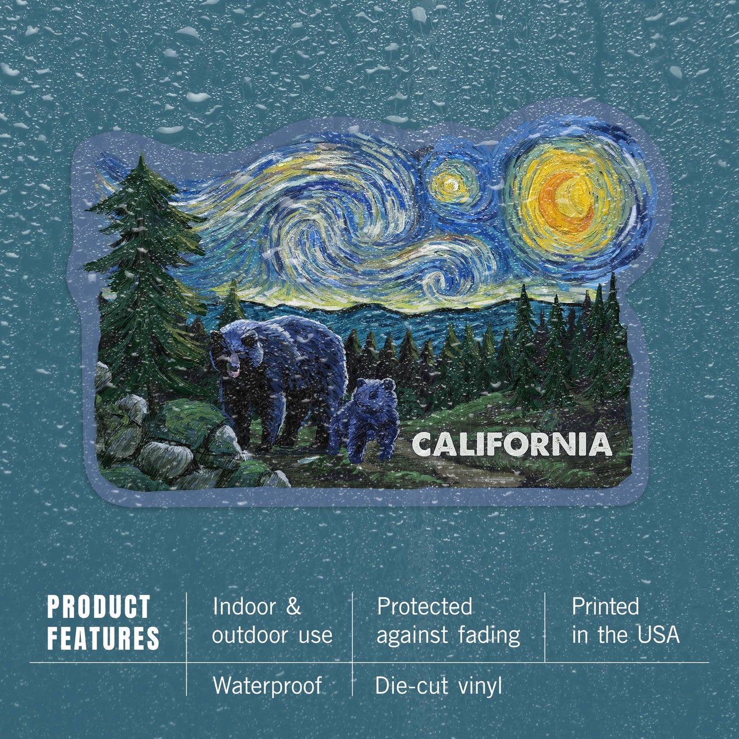 California Starry Night Vinyl Sticker