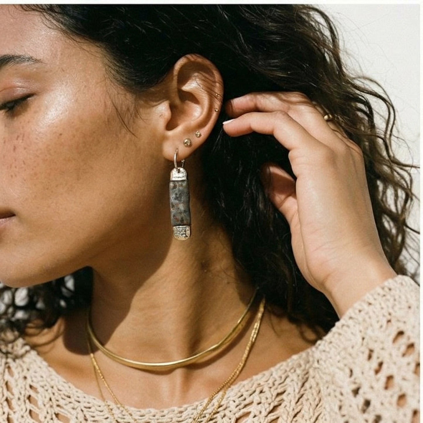 Stone Effect Cylinder Earrings by Joshua Tree Gift Store