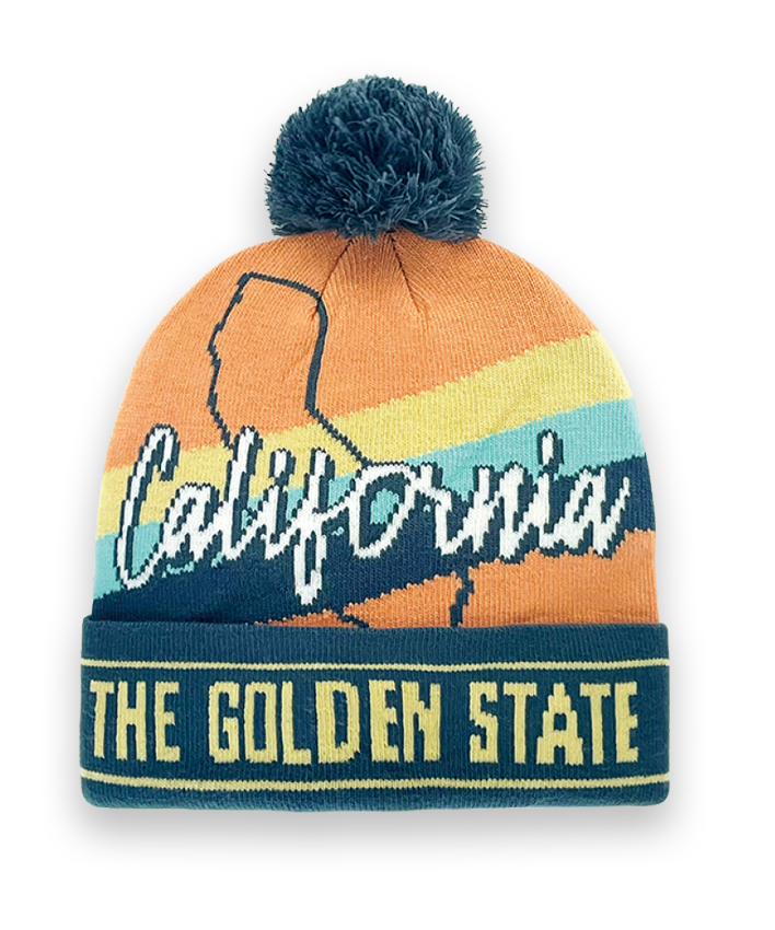 California Tagline PomPom Beanie