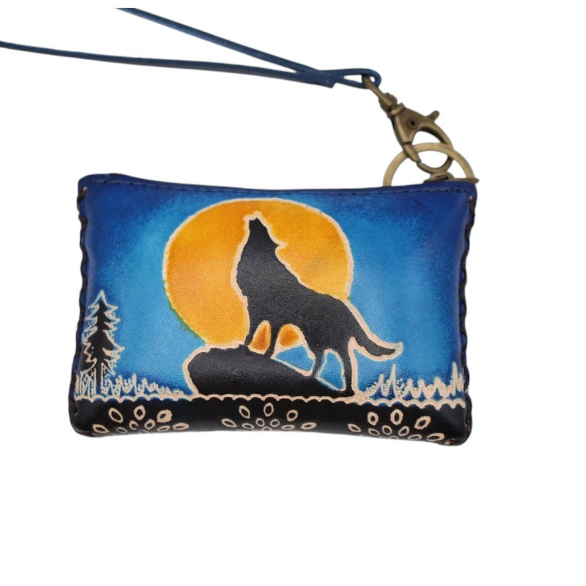 Handmade Leather Wolf Coin Purse