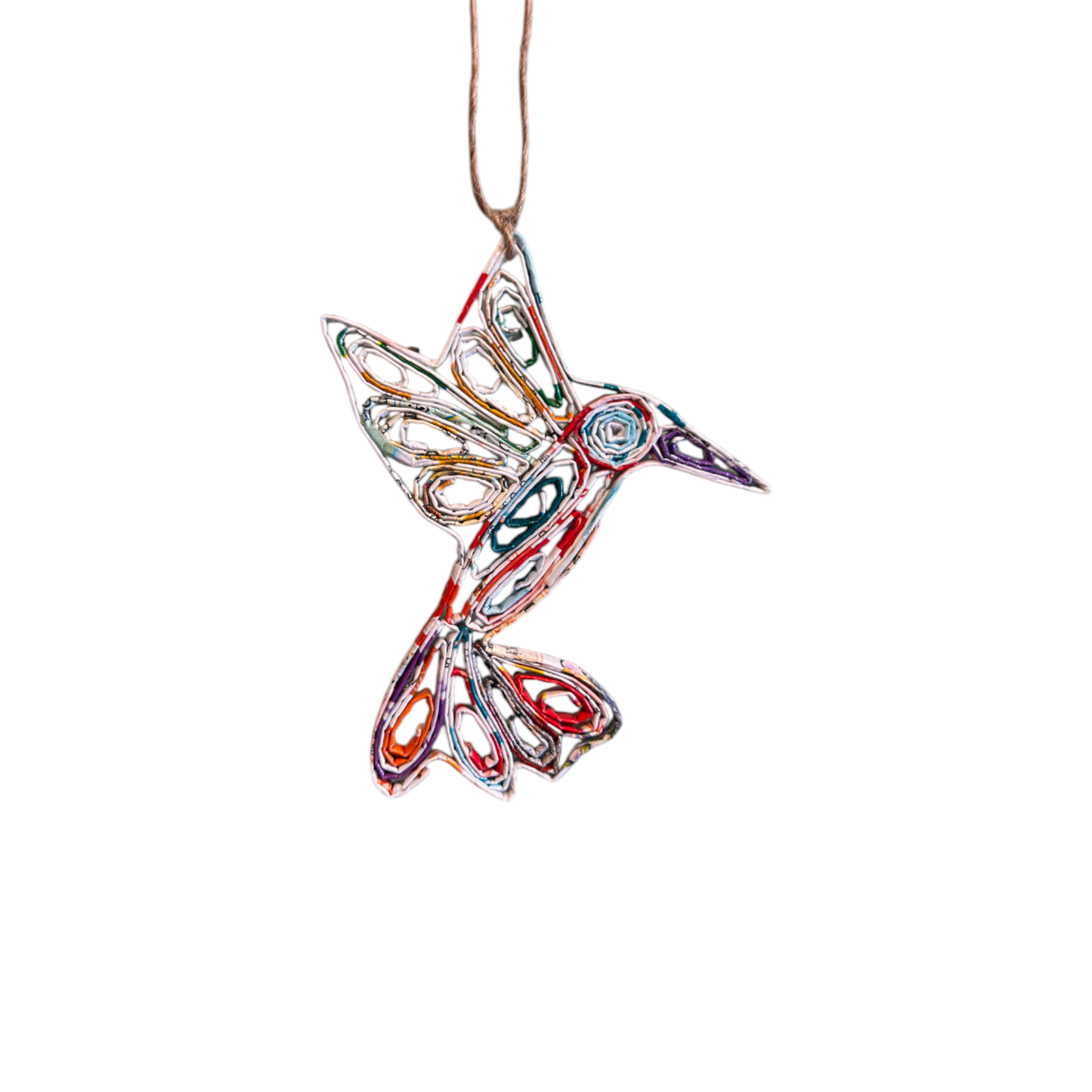 Quilled Hummingbird Recycled Paper Ornament
