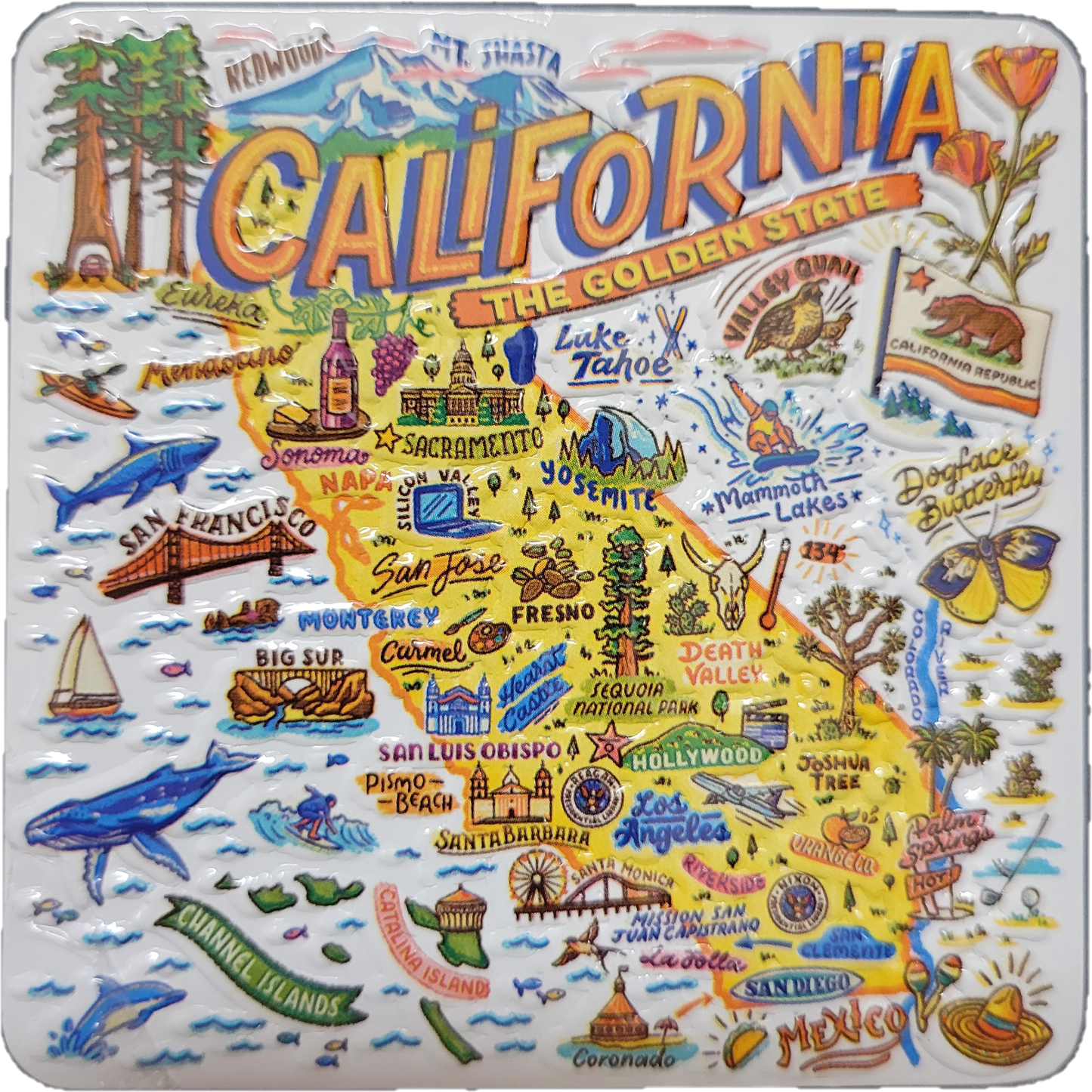 California Map Stamped Metal Magnet