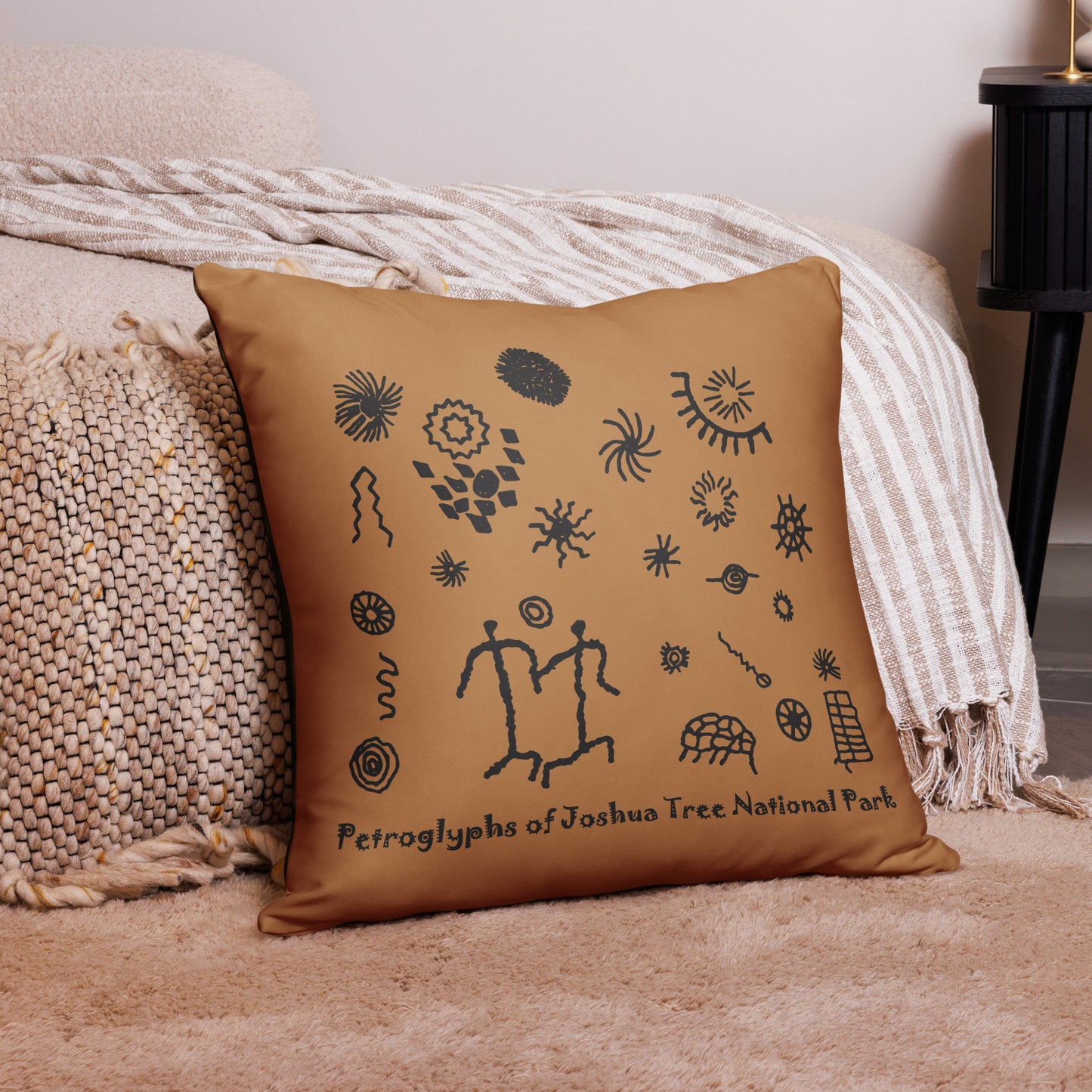 Petroglyphs of Joshua Tree Throw Pillow (in 2 sizes)