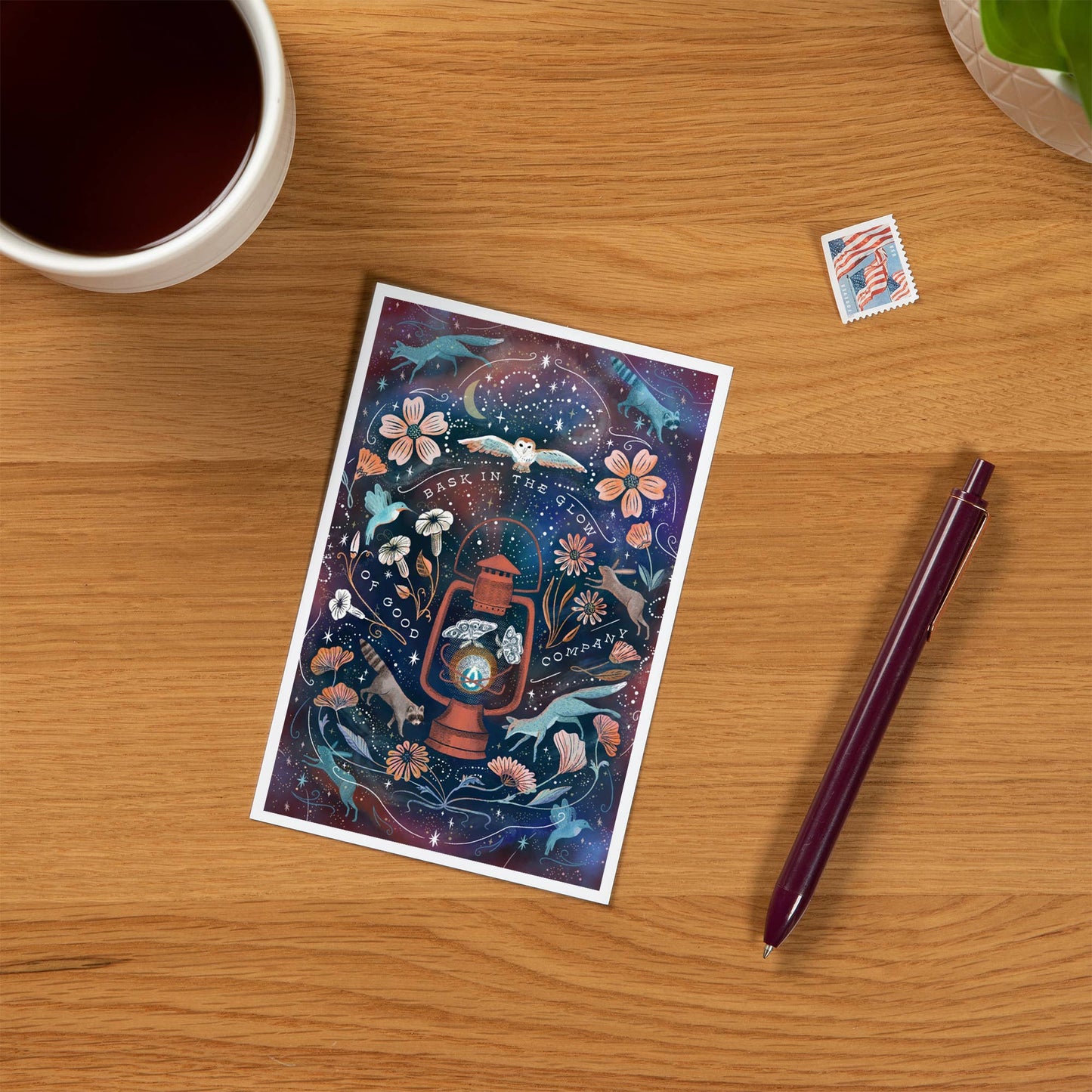 Bask in the Glow of Good Company Postcard