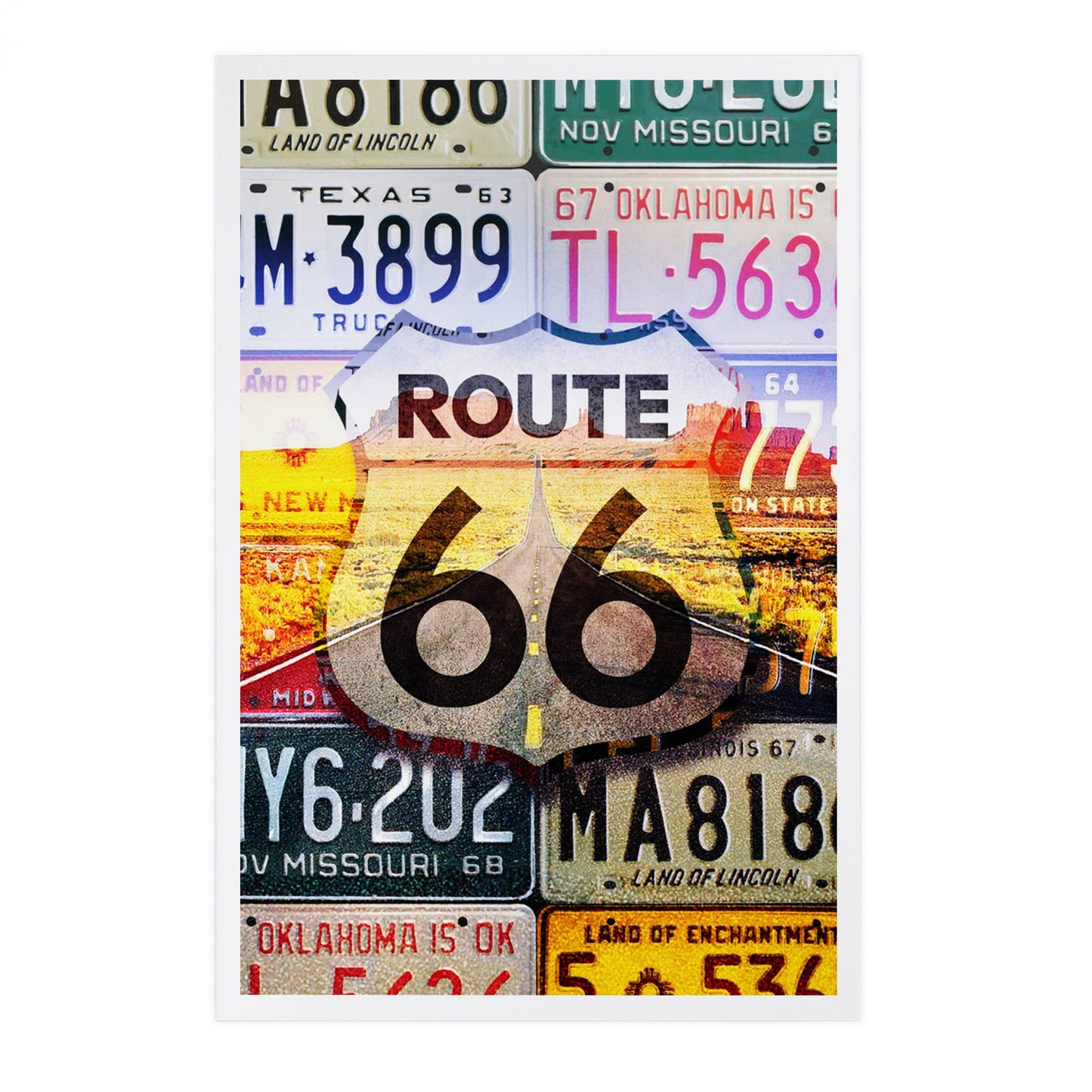 Route 66 License Plates Postcard
