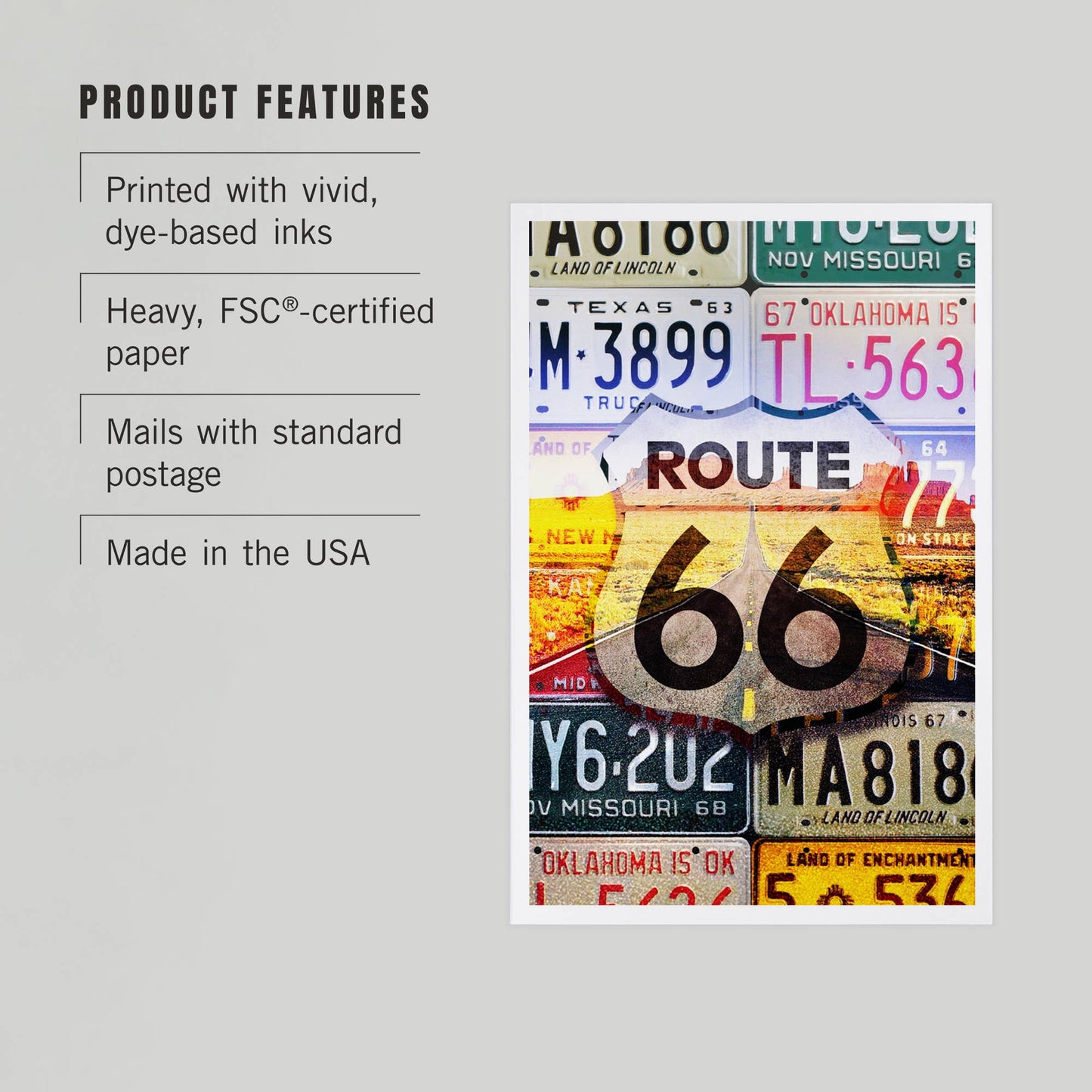 Route 66 License Plates Postcard