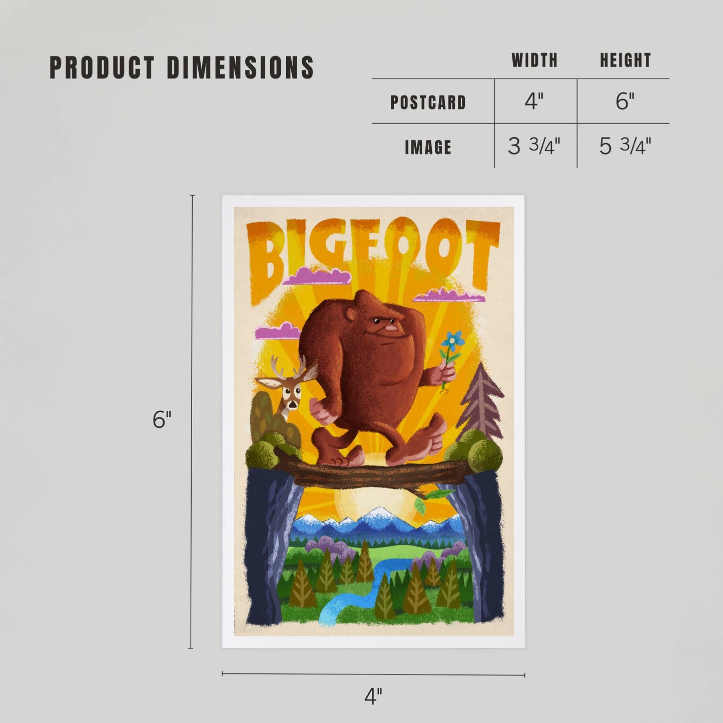 Bigfoot Mid-Century Inspired Postcard
