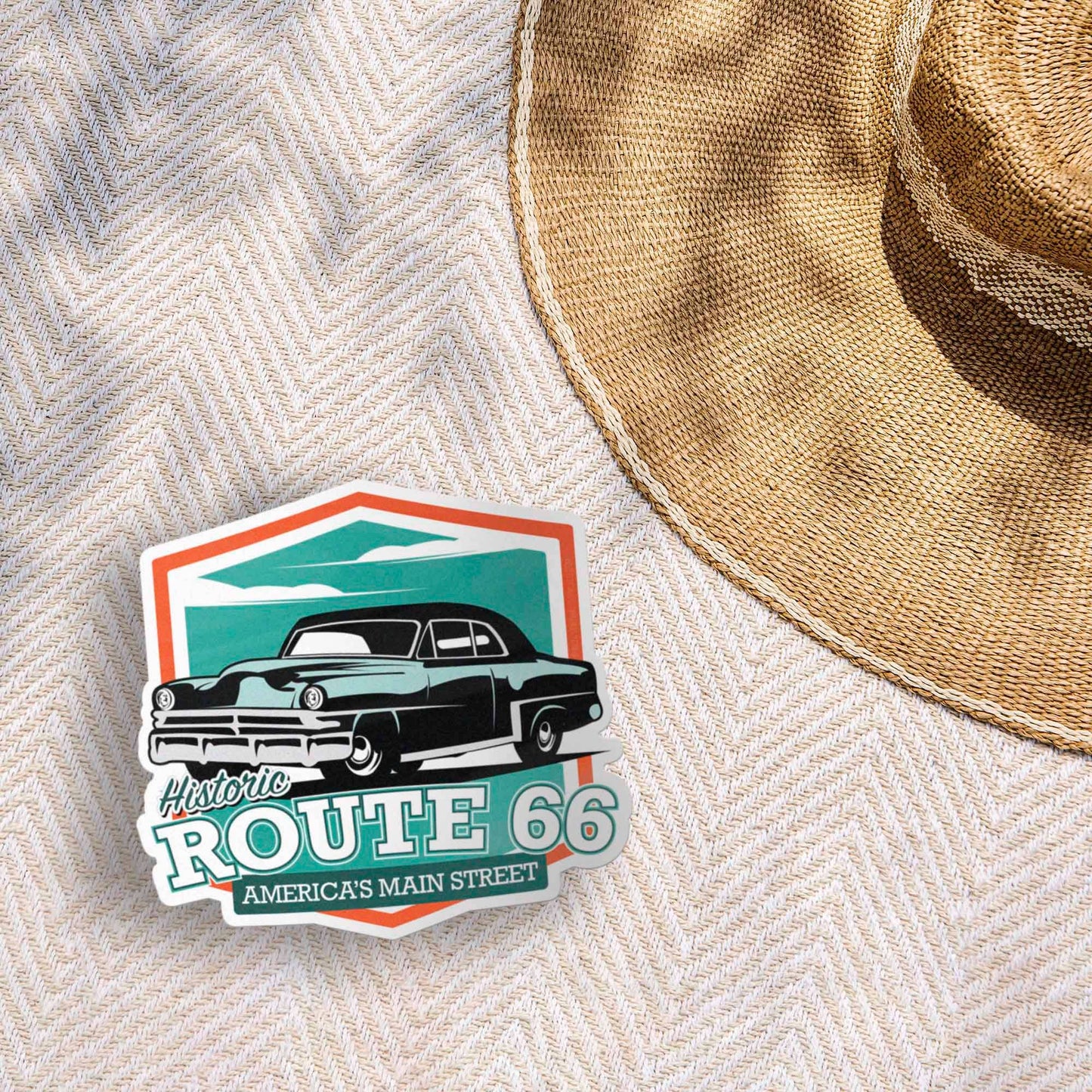 Classic Car Route 66 Sticker