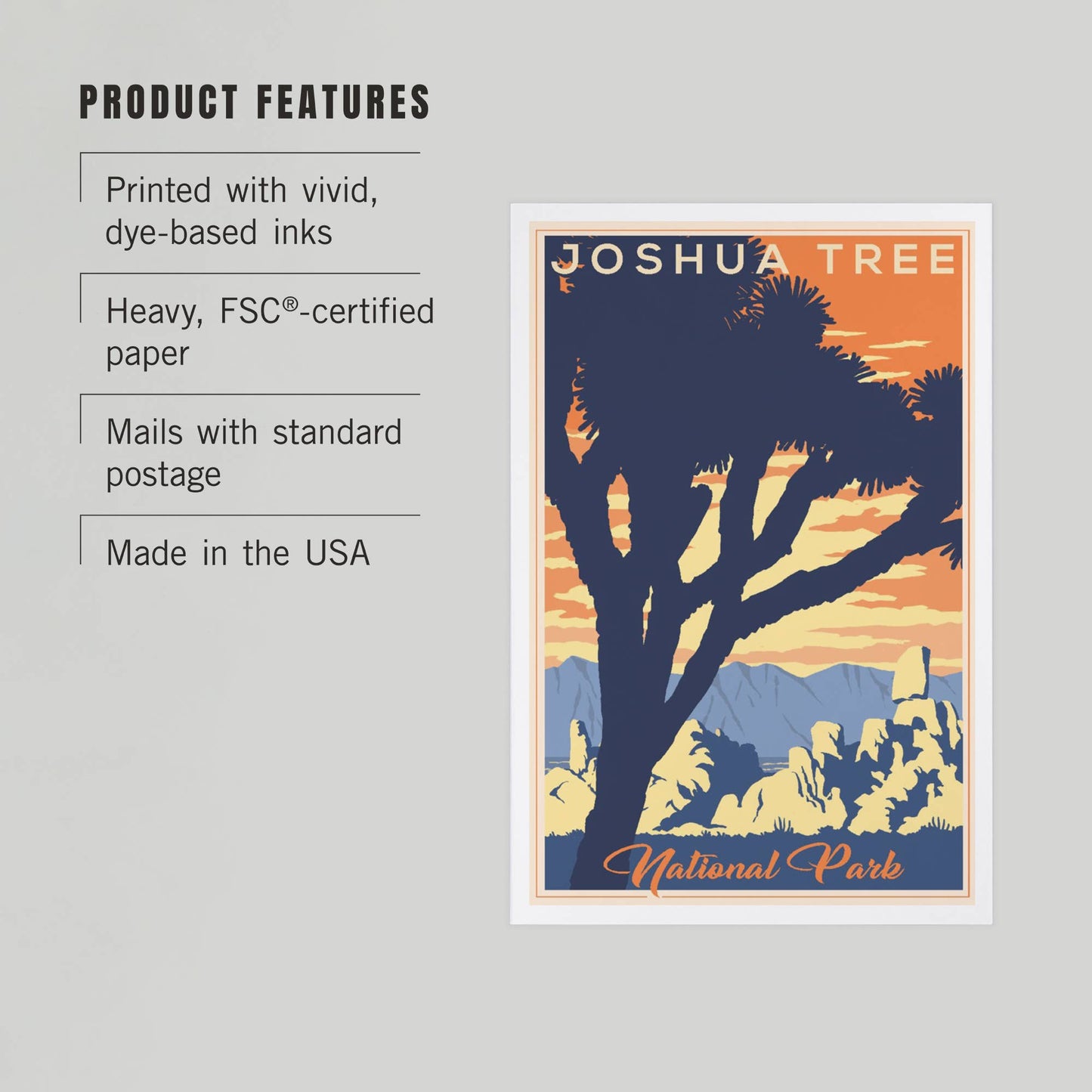 Joshua Tree National Park Lithograph 2 Postcard