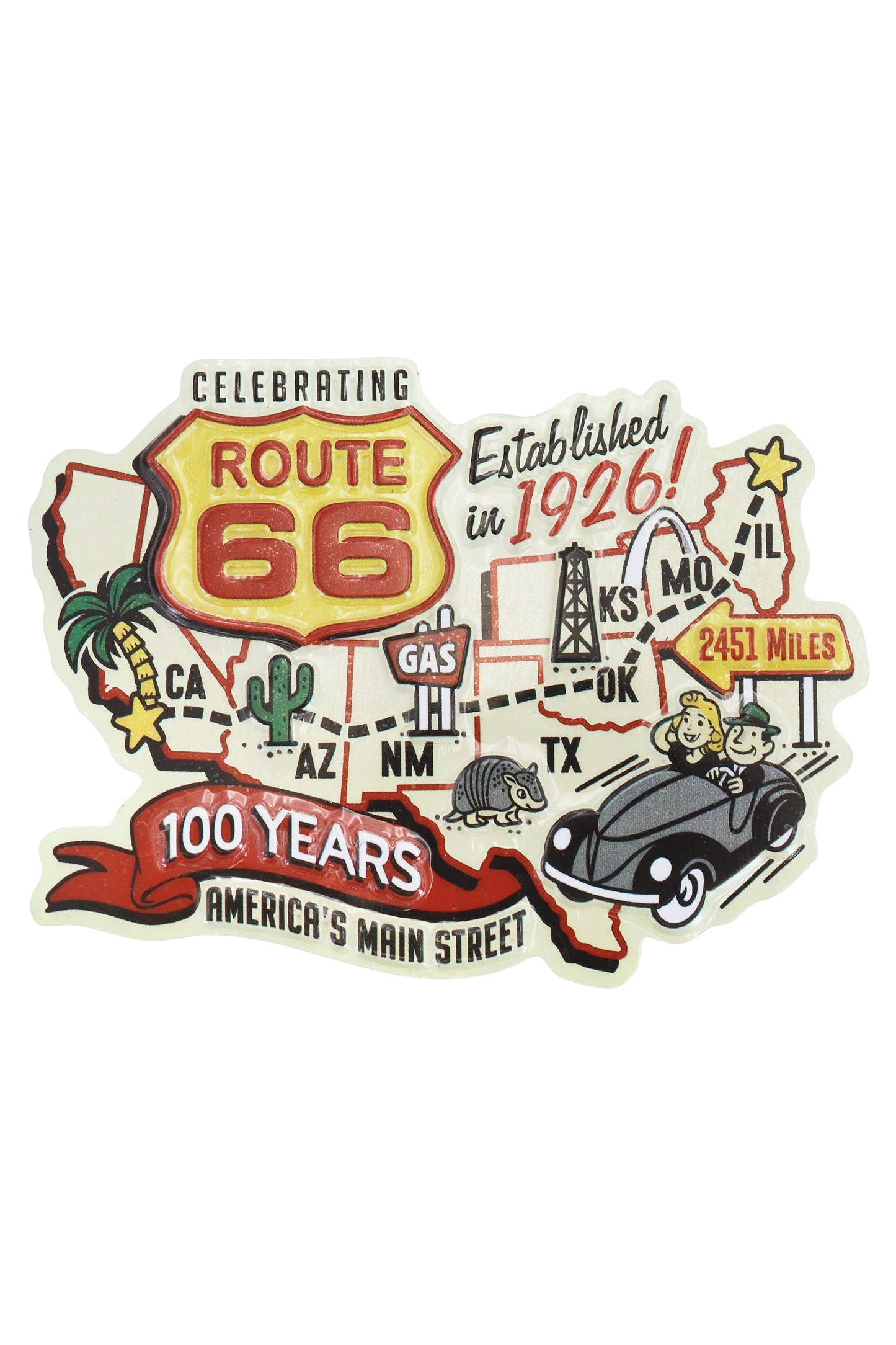Historic Route 66 Highway Road Map Magnets