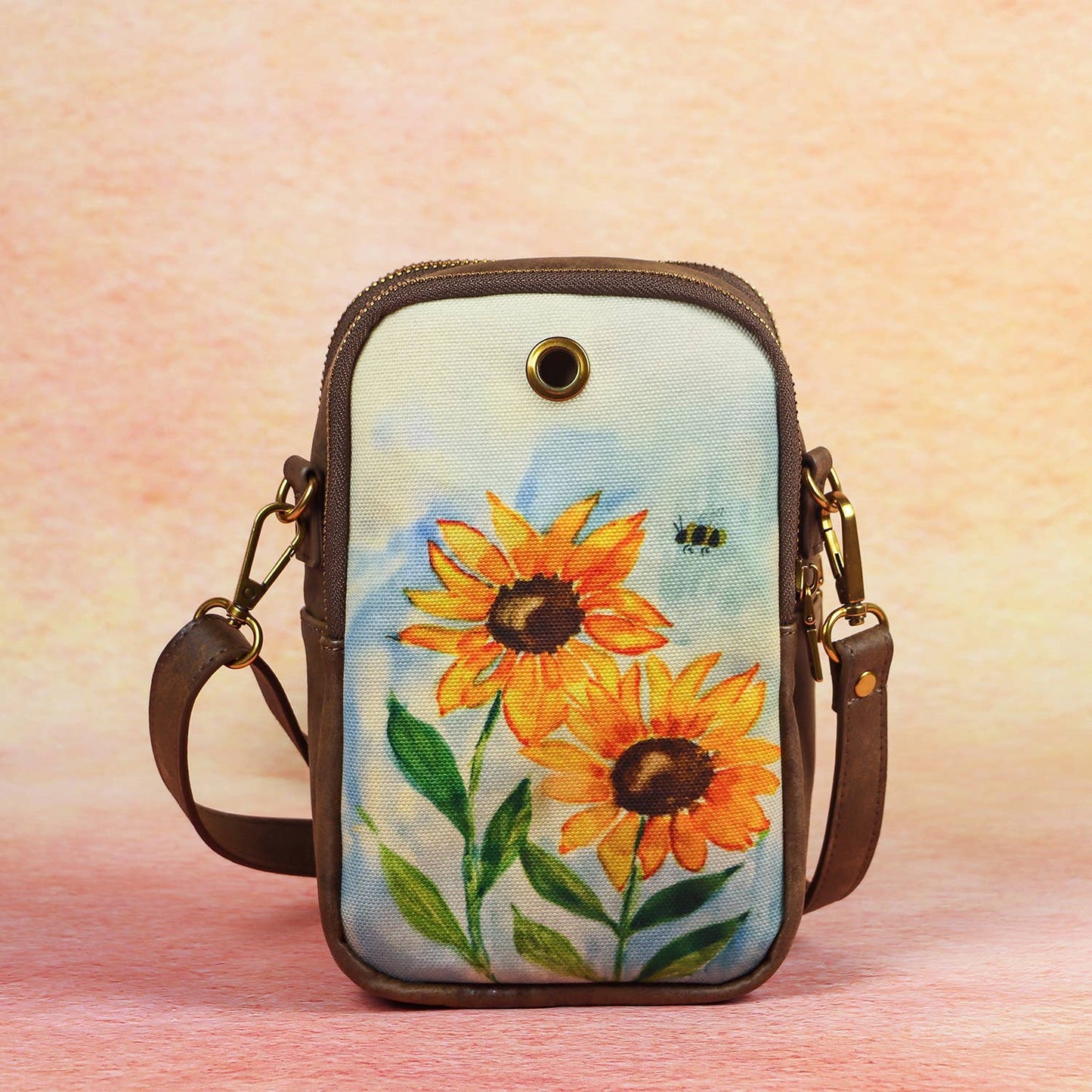 Sunflower Canvas Cellphone Sling Bag