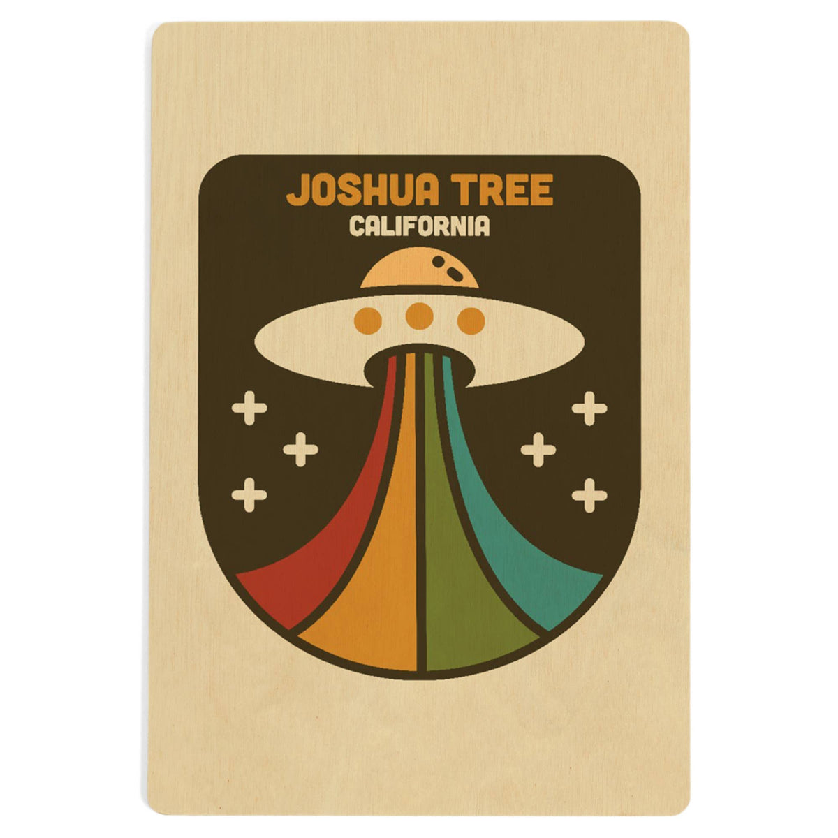 Joshua Tree California Vector UFO Wood Postcard