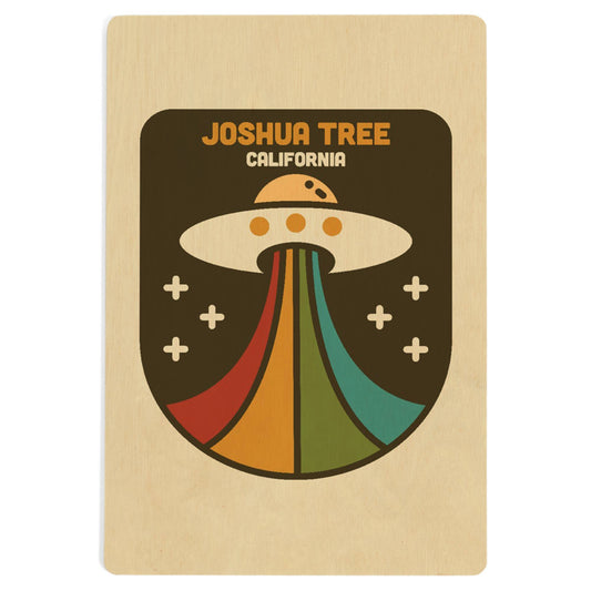 Joshua Tree California Vector UFO Wood Postcard