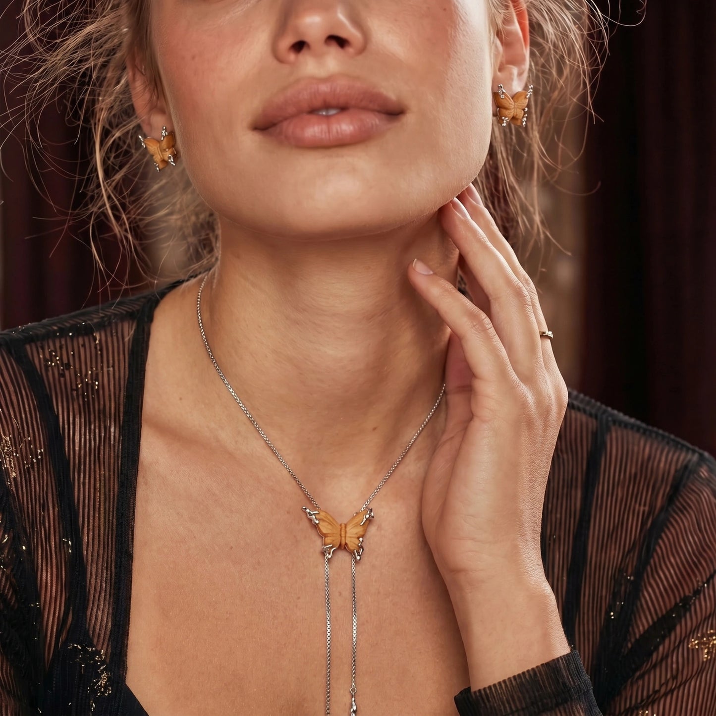 Amber Wings Butterfly Necklace by Joshua Tree Gift Store