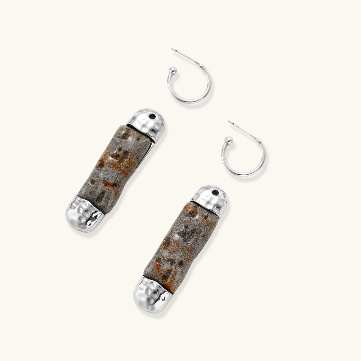 Stone Effect Cylinder Earrings by Joshua Tree Gift Store