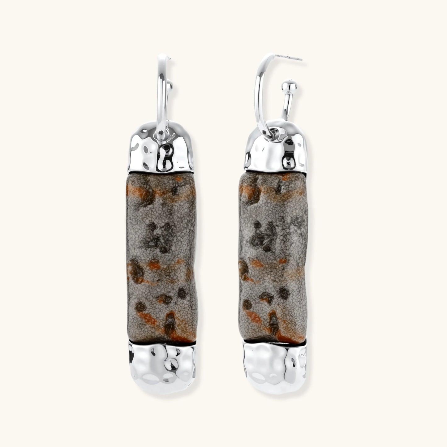 Stone Effect Cylinder Earrings by Joshua Tree Gift Store