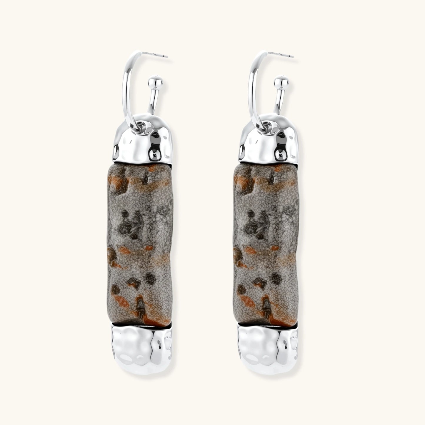 Stone Effect Cylinder Earrings by Joshua Tree Gift Store