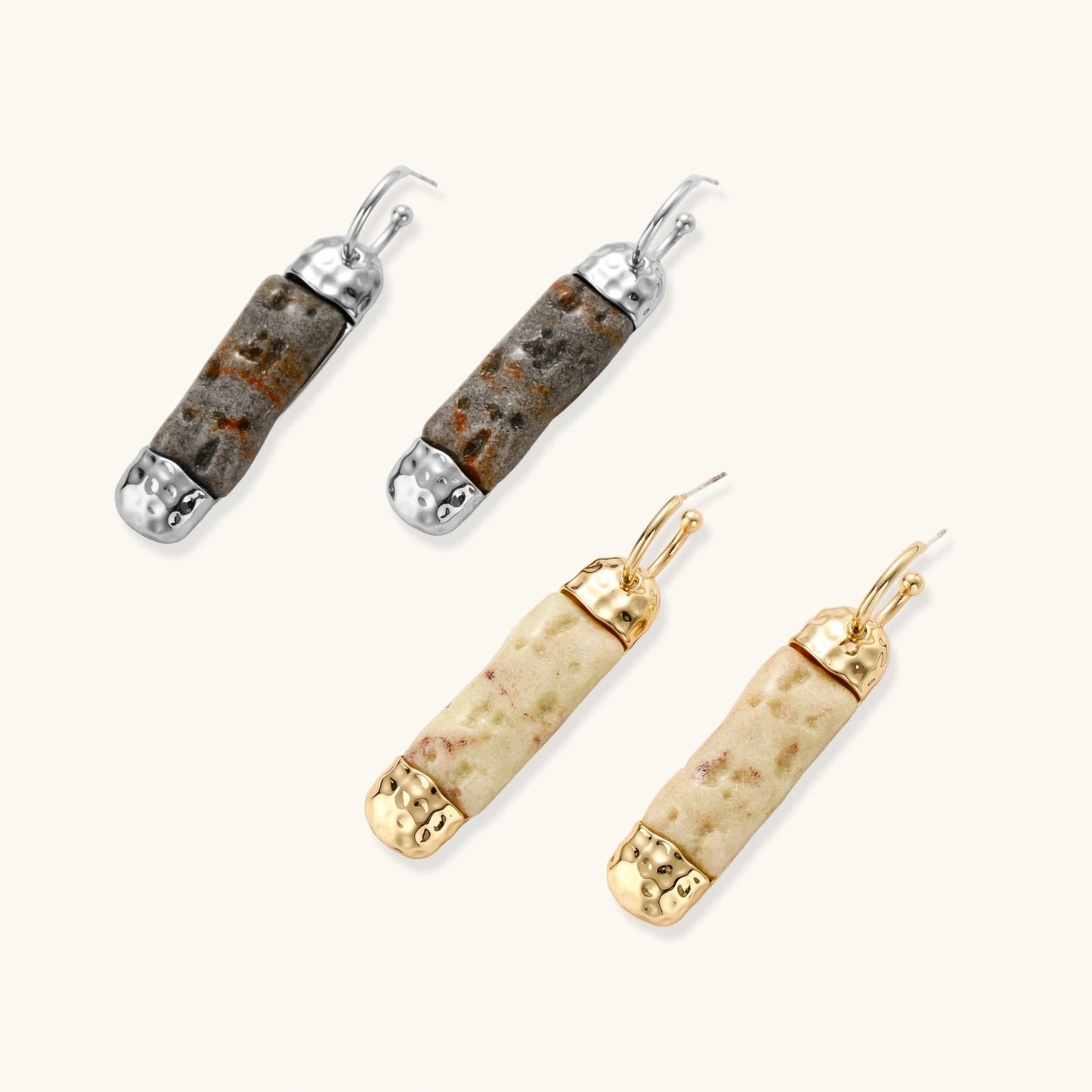 Stone Effect Cylinder Earrings by Joshua Tree Gift Store