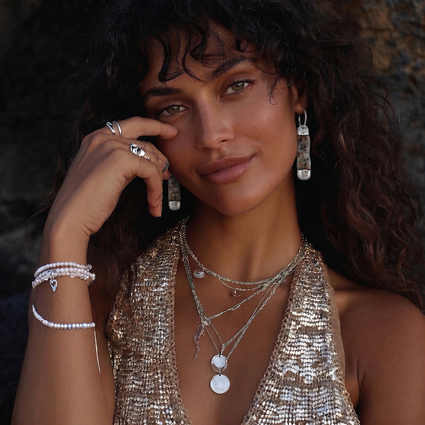 Stone Effect Cylinder Earrings by Joshua Tree Gift Store
