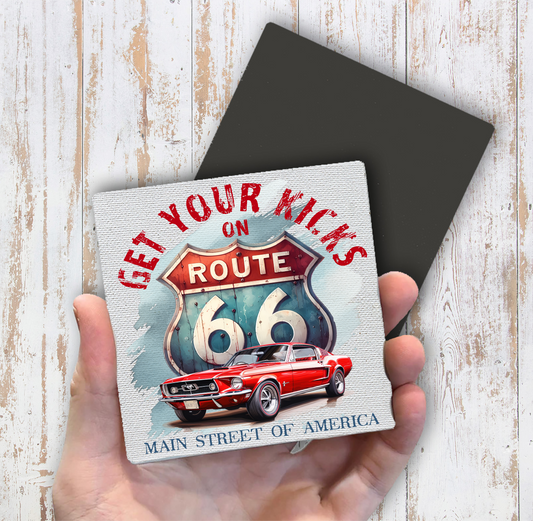 Get Your Kicks On Route 66 Mustang Magnet