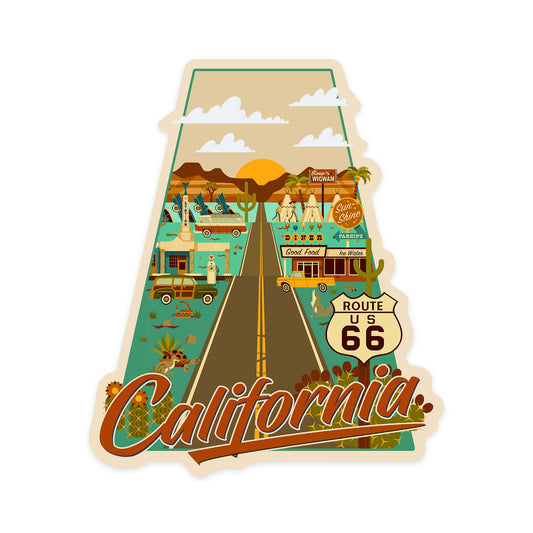 California Route 66 Geometric Sticker