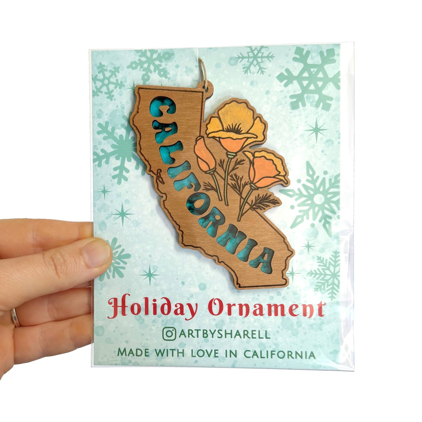 California State Poppy Wood Ornament