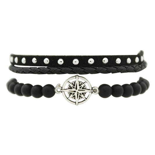 Black Compass Charm Bracelet