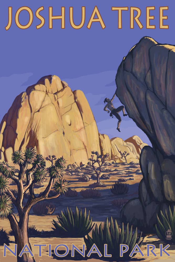 Joshua Tree National Park Rock Climber Matted Print