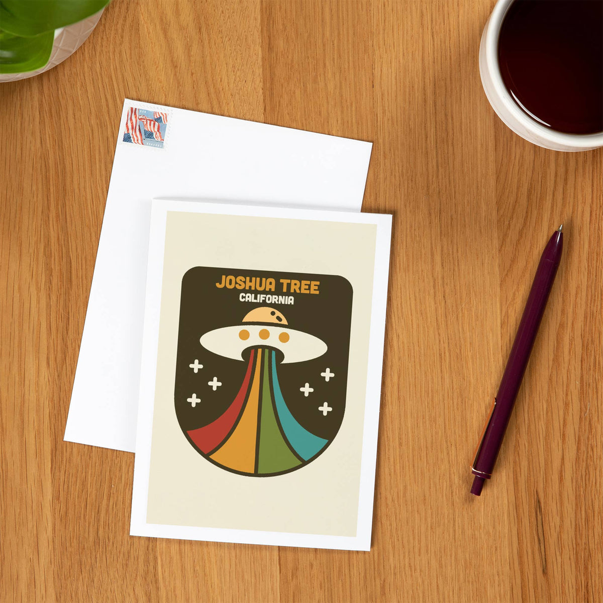 Joshua Tree California Vector UFO Notecard
