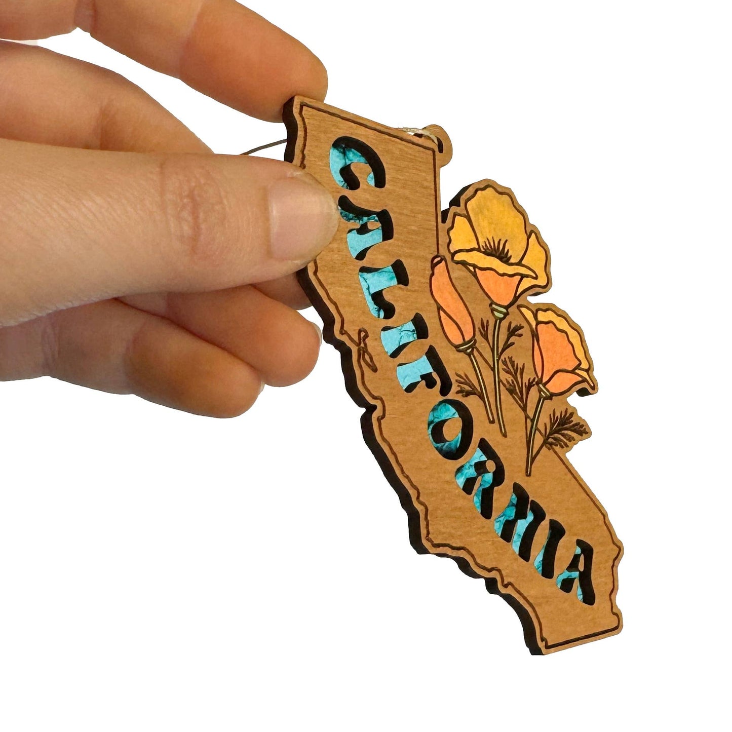 California State Poppy Wood Ornament