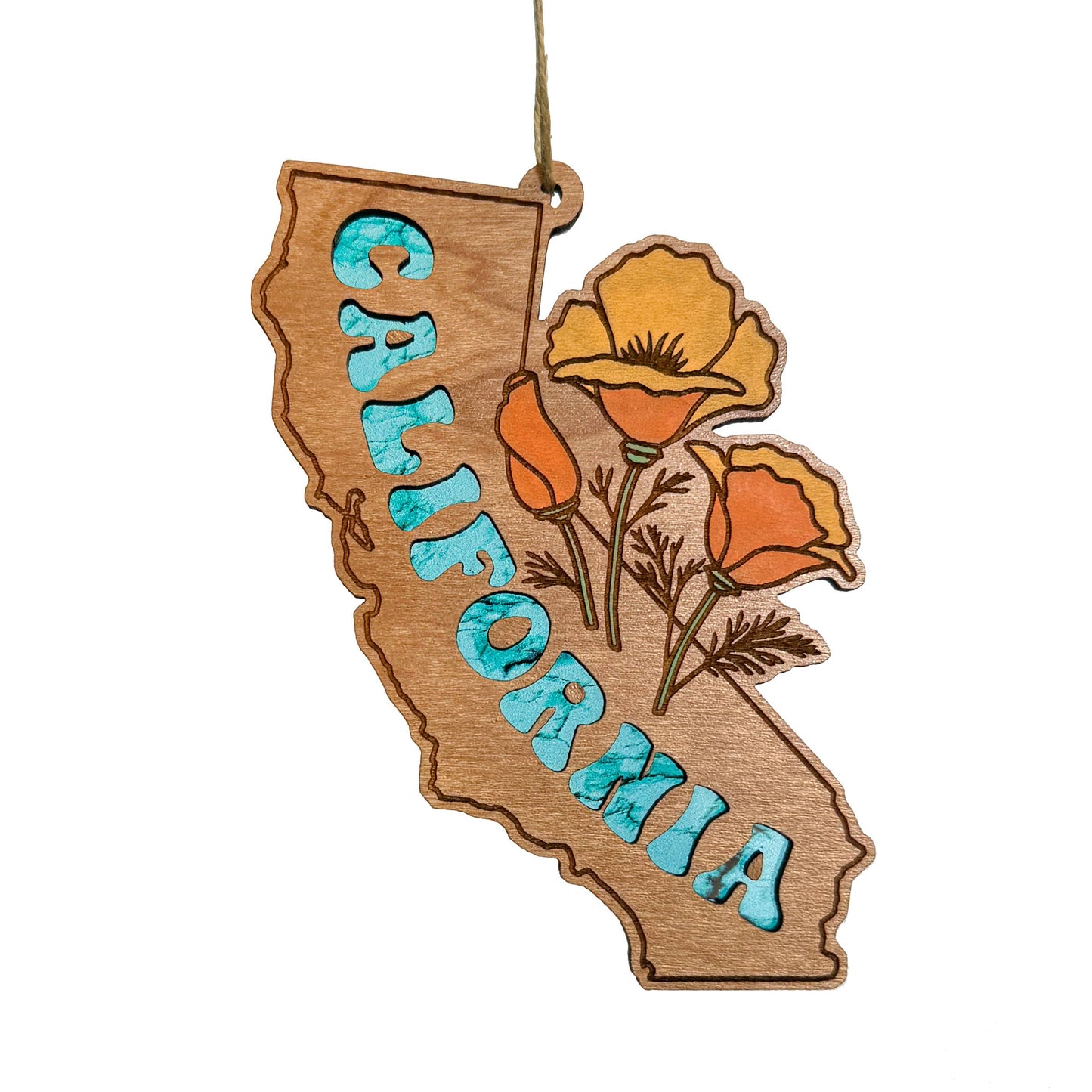 California State Poppy Wood Ornament