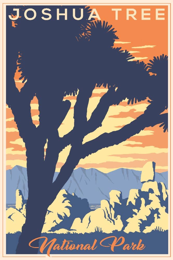 Joshua Tree National Park Lithograph 2 Matted Print
