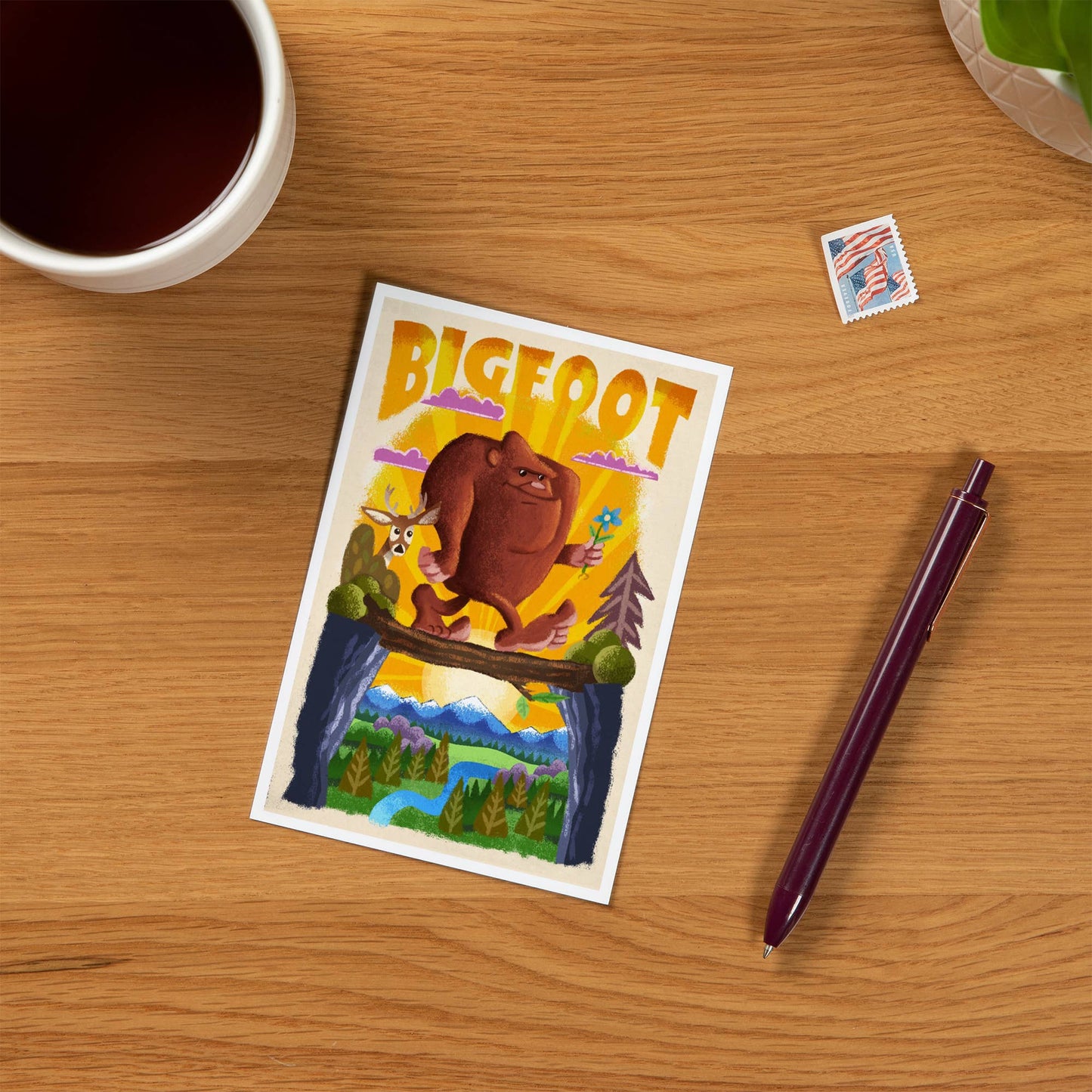 Bigfoot Mid-Century Inspired Postcard