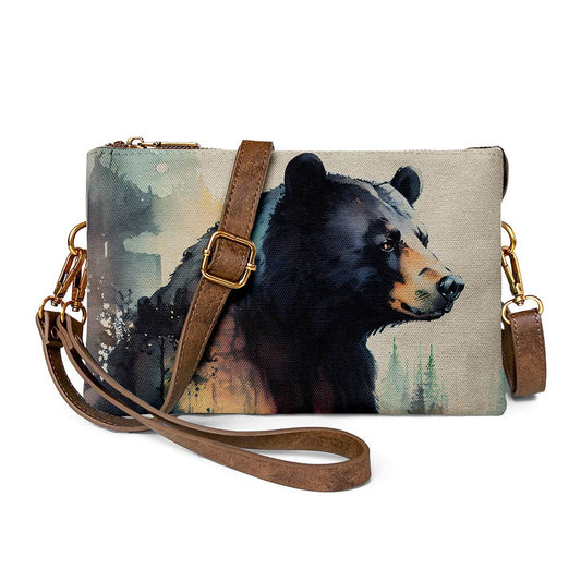 Black Bear Canvas Crossbody Bag
