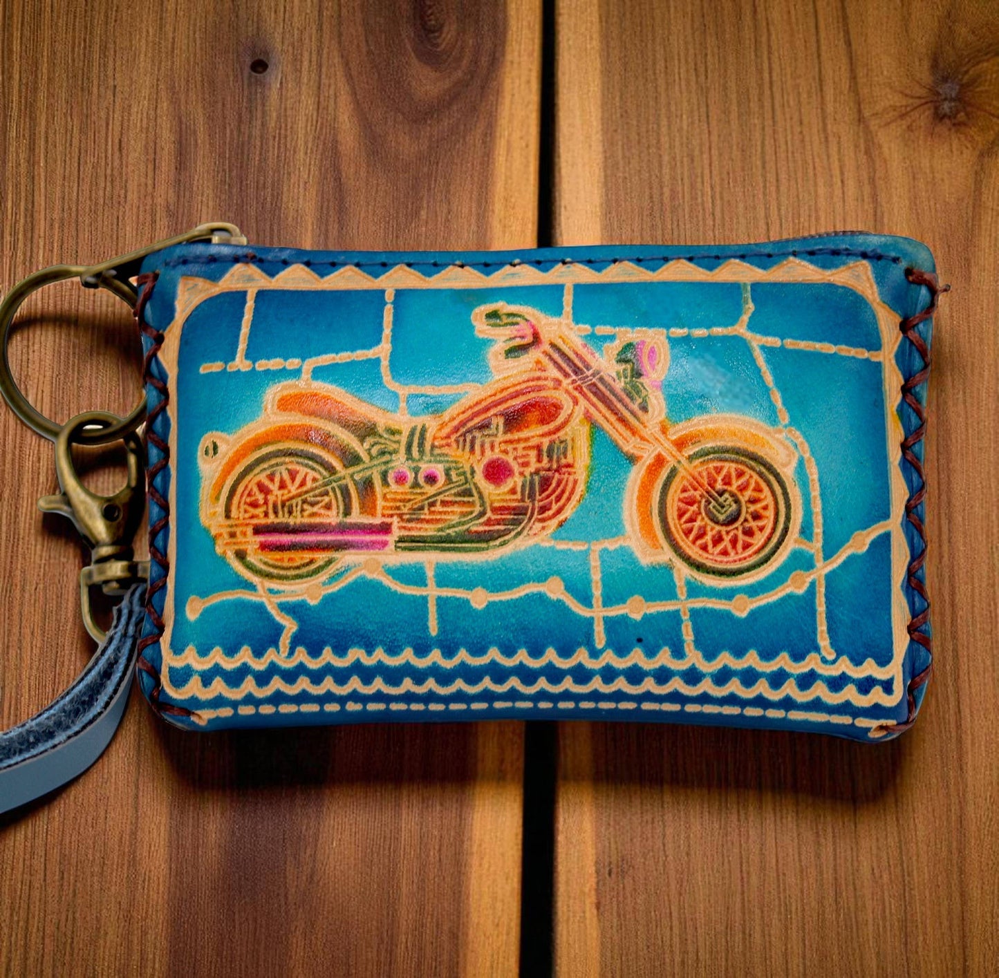 Handmade Leather Route 66 Coin Purse