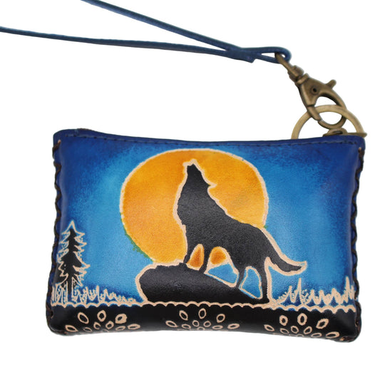 Handmade Leather Wolf Coin Purse