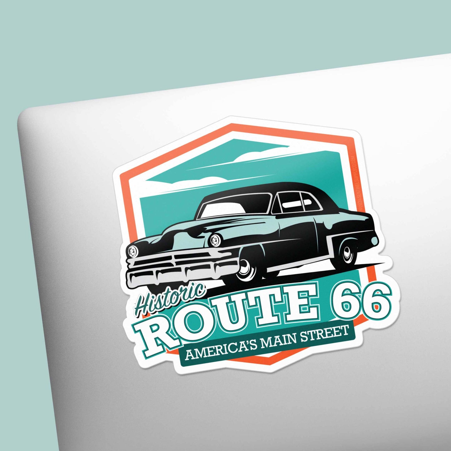 Classic Car Route 66 Sticker