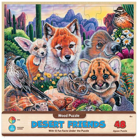 Wood Fun Facts Desert Friends 48 Piece Wood Puzzle