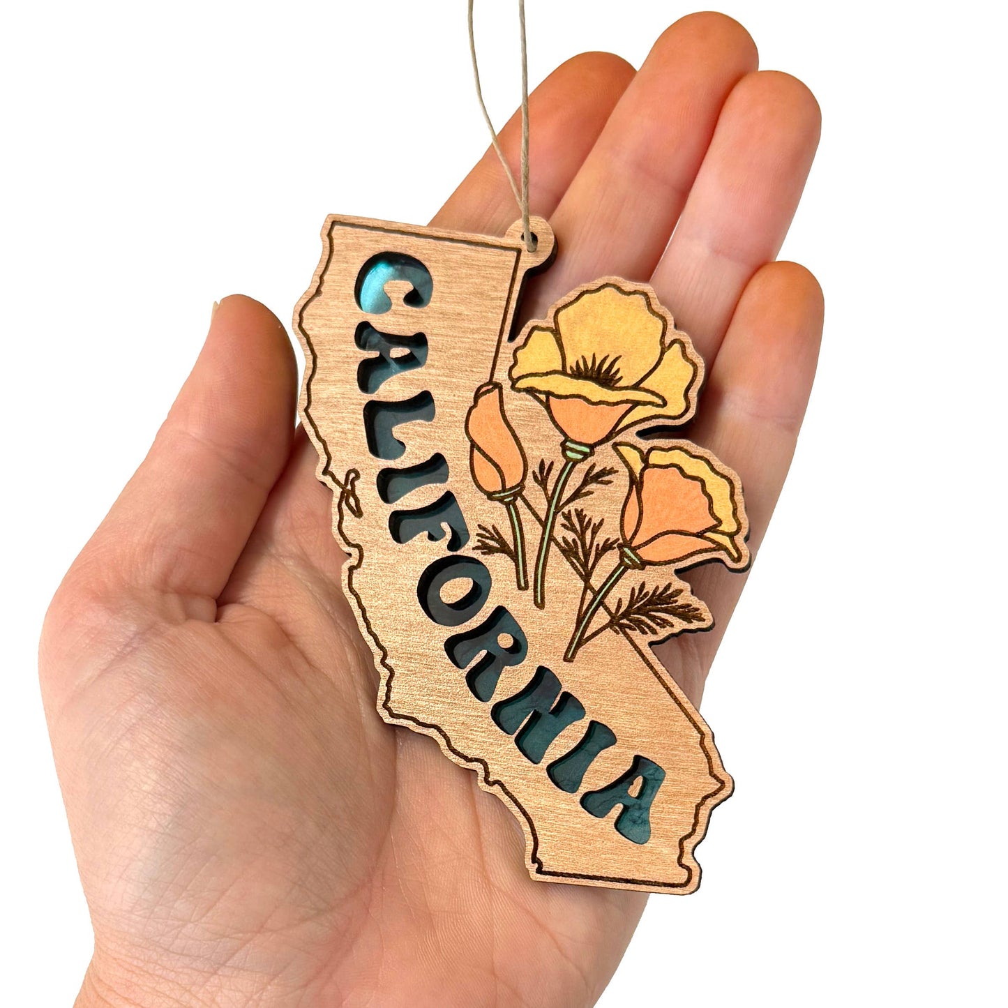 California State Poppy Wood Ornament