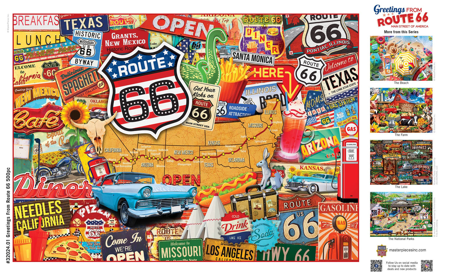 Greetings From Route 66 500 Piece Jigsaw Puzzle