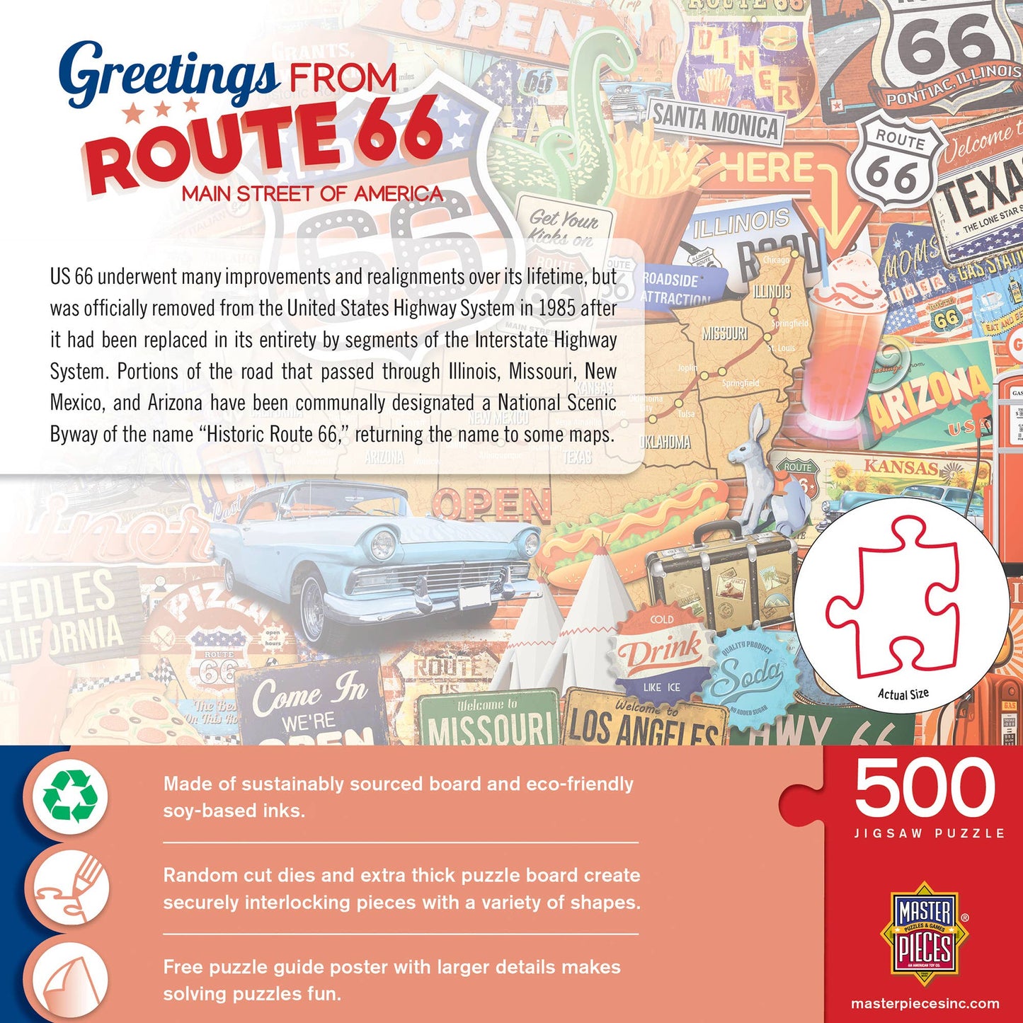 Greetings From Route 66 500 Piece Jigsaw Puzzle