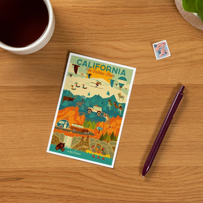 California Golden State Geometric Postcard