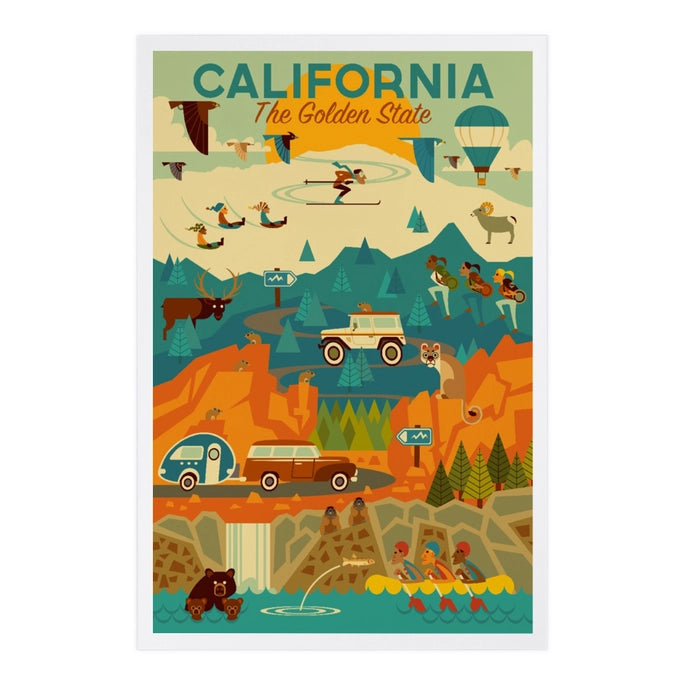 California Golden State Geometric Postcard