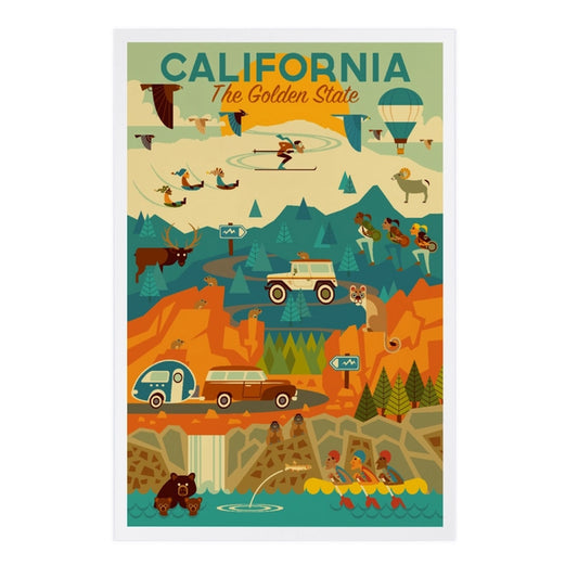 California Golden State Geometric Postcard