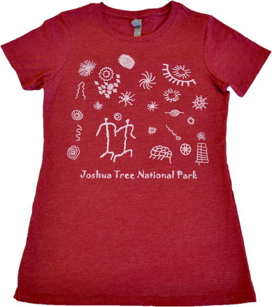 Women's Joshua Tree National Park Petroglyphs Shirt Red