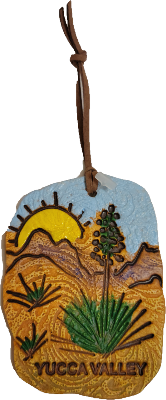 Yucca Valley Desert Scenery Clay Ornament
Deserts, as defined by their low levels of precipitation, may seem barren to some, but on a closer look we find them home to a wide variety of plants and animals which have adapted to their extreme environments. The balance of life is fragile and needs to be respected and protected.