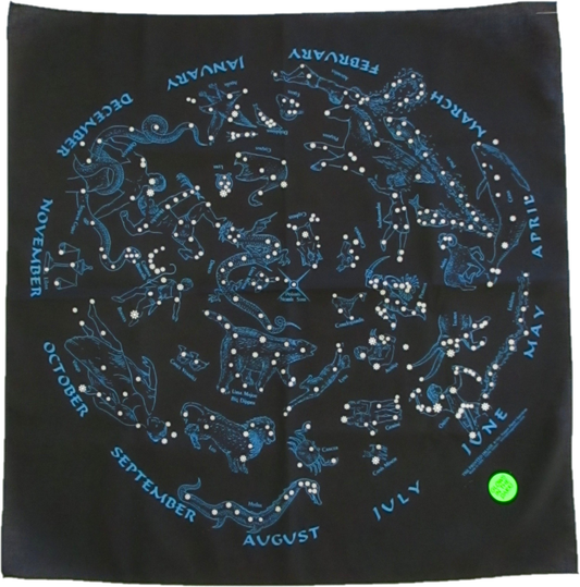 Glow in the dark bandana with all the zodiac constellations