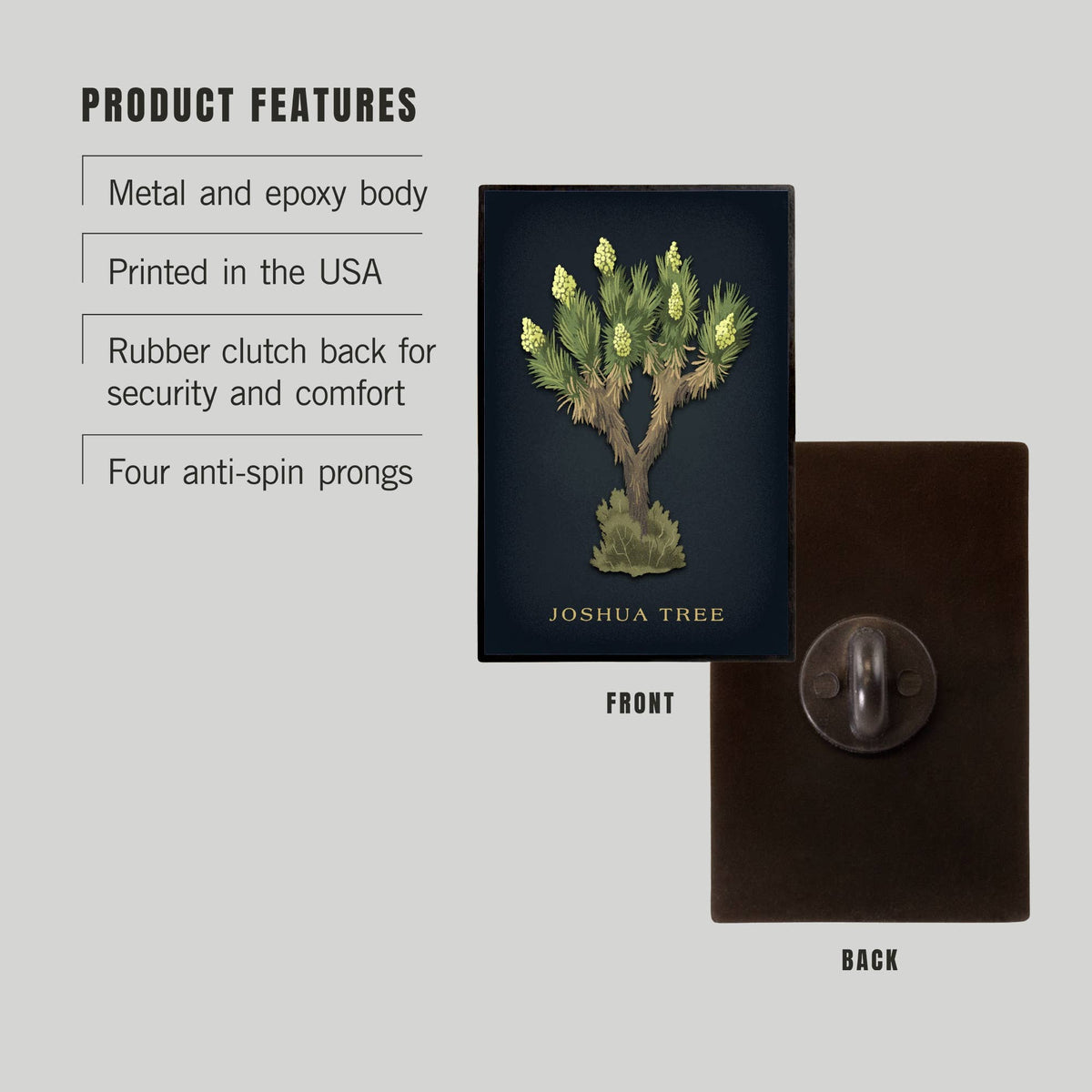 Joshua Tree Vintage Flora Lapel Pin Black